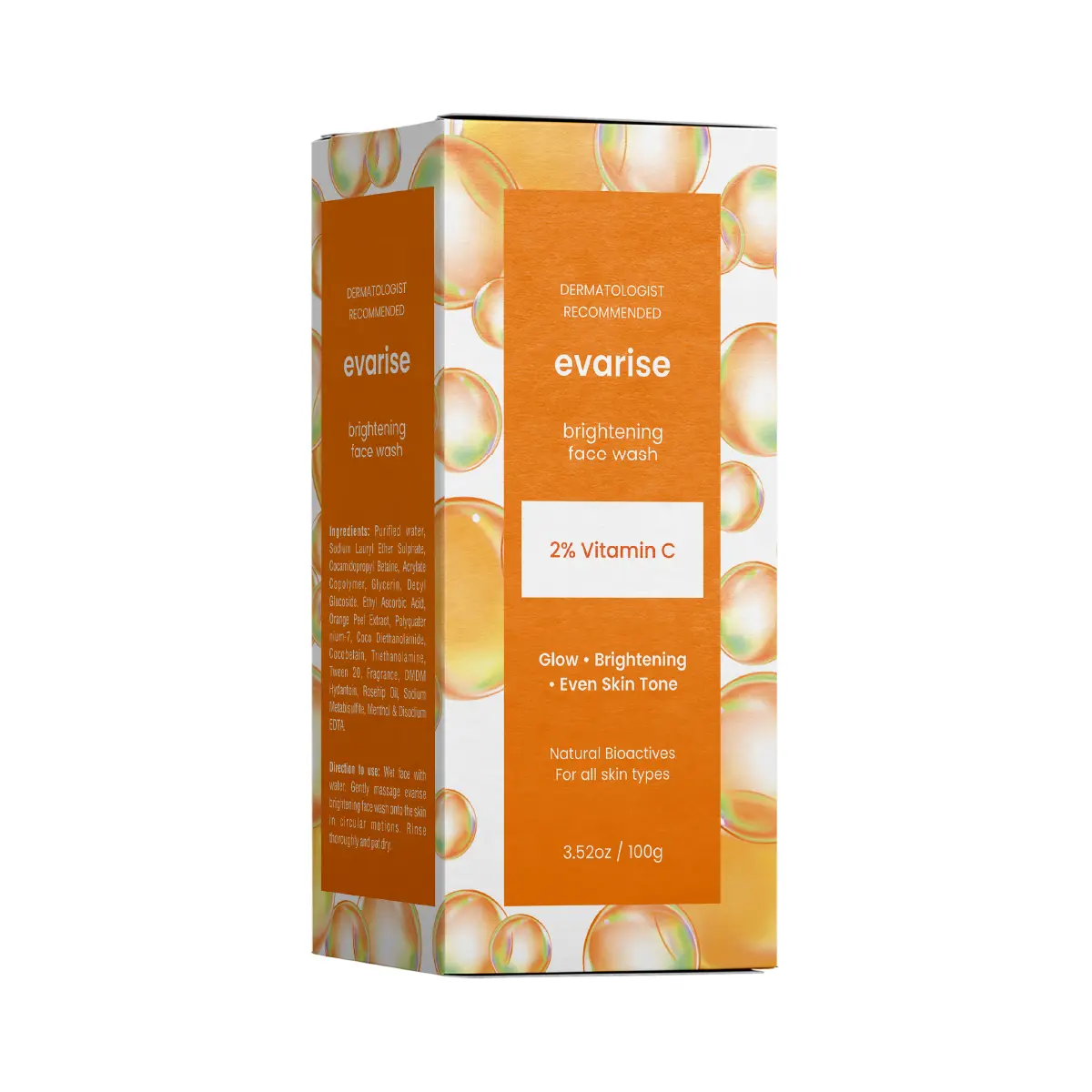 Evarise Vitamin C Face Wash 100gm | Vitamin C + Orange Peel Extract | Brightening Face Wash