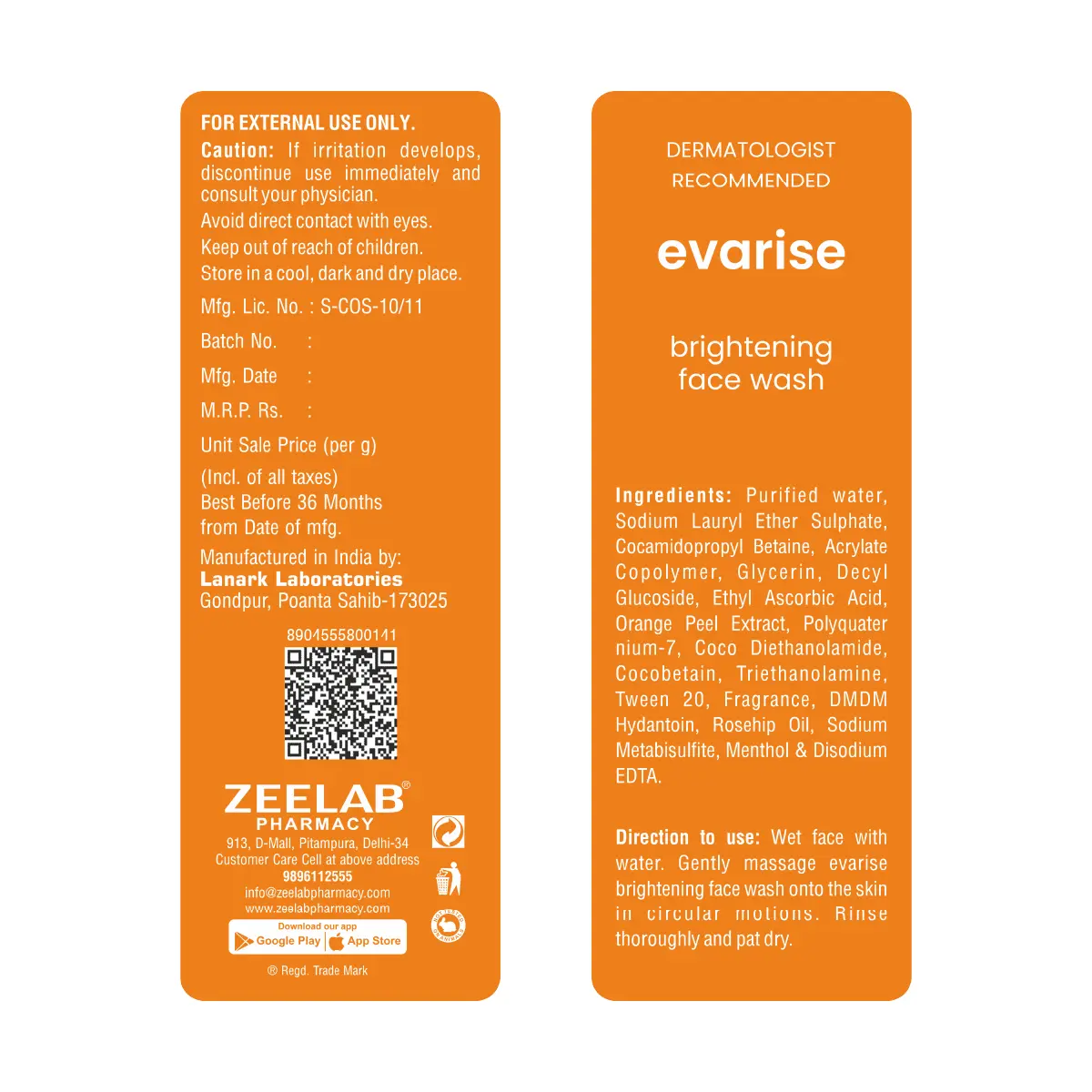  Evarise Vitamin C Face Wash 100gm