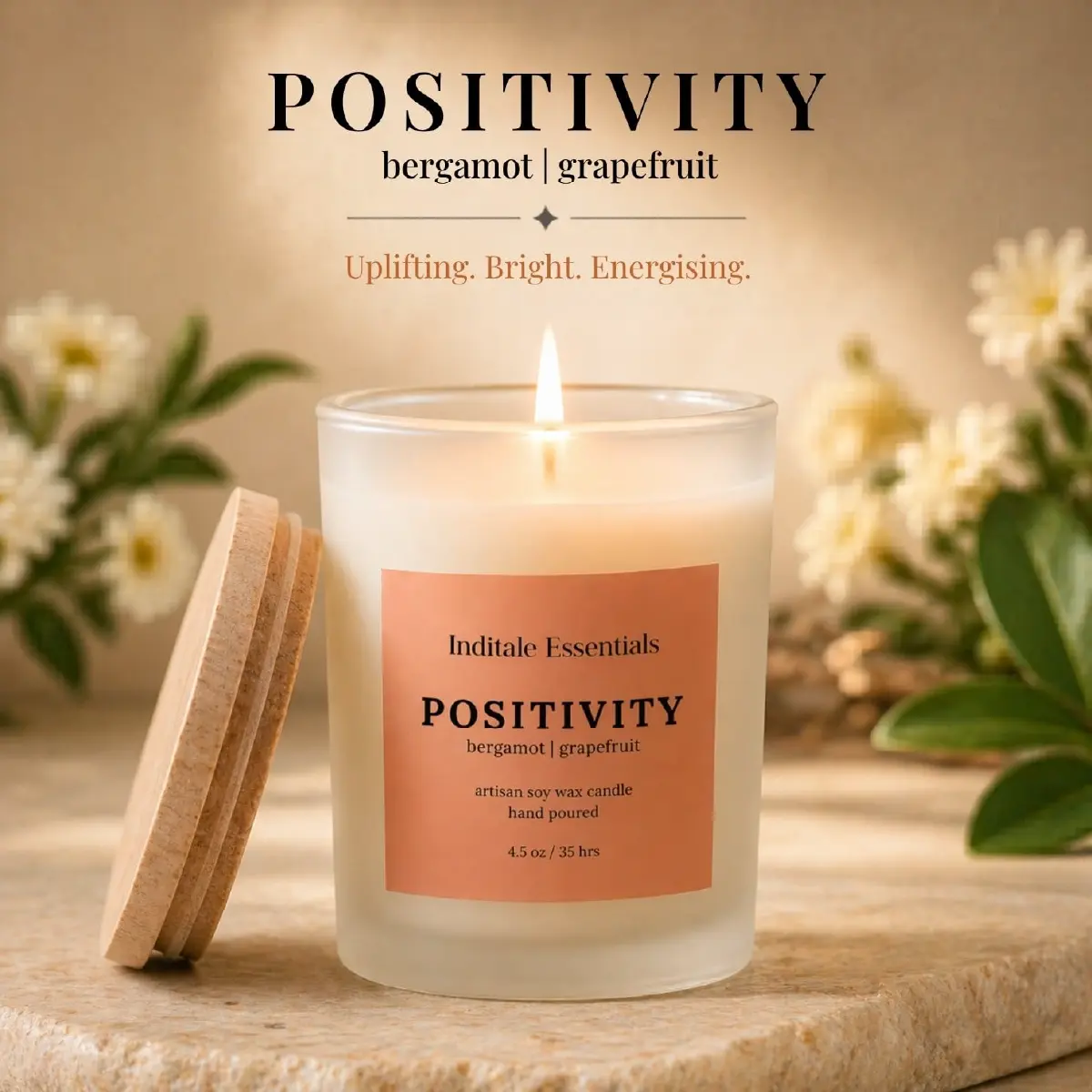 Frosted Jar Candle With Lid - Bargamot & Grapefruit - (Positivity)