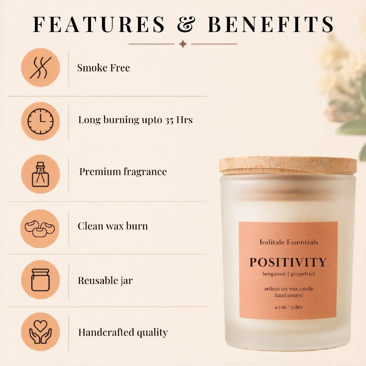 Frosted Jar Candle With Lid - Bargamot & Grapefruit - (Positivity)
