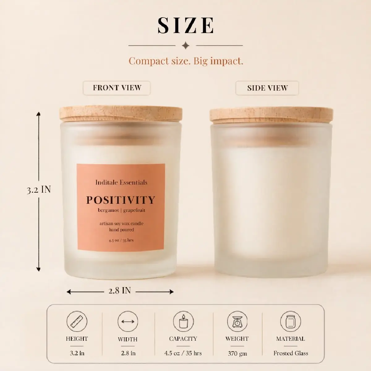 Frosted Jar Candle With Lid - Bargamot & Grapefruit - (Positivity)