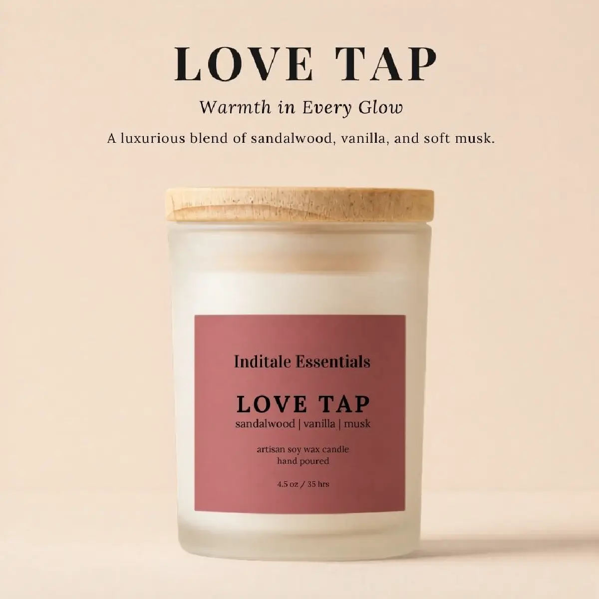 Frosted Jar Candle With Lid - Sandalwood Vanila Musk - (Love Tap)