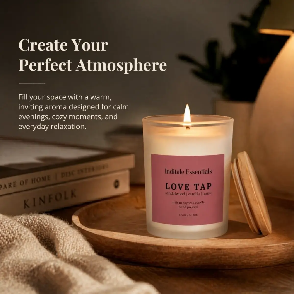 Frosted Jar Candle With Lid - Sandalwood Vanila Musk - (Love Tap)