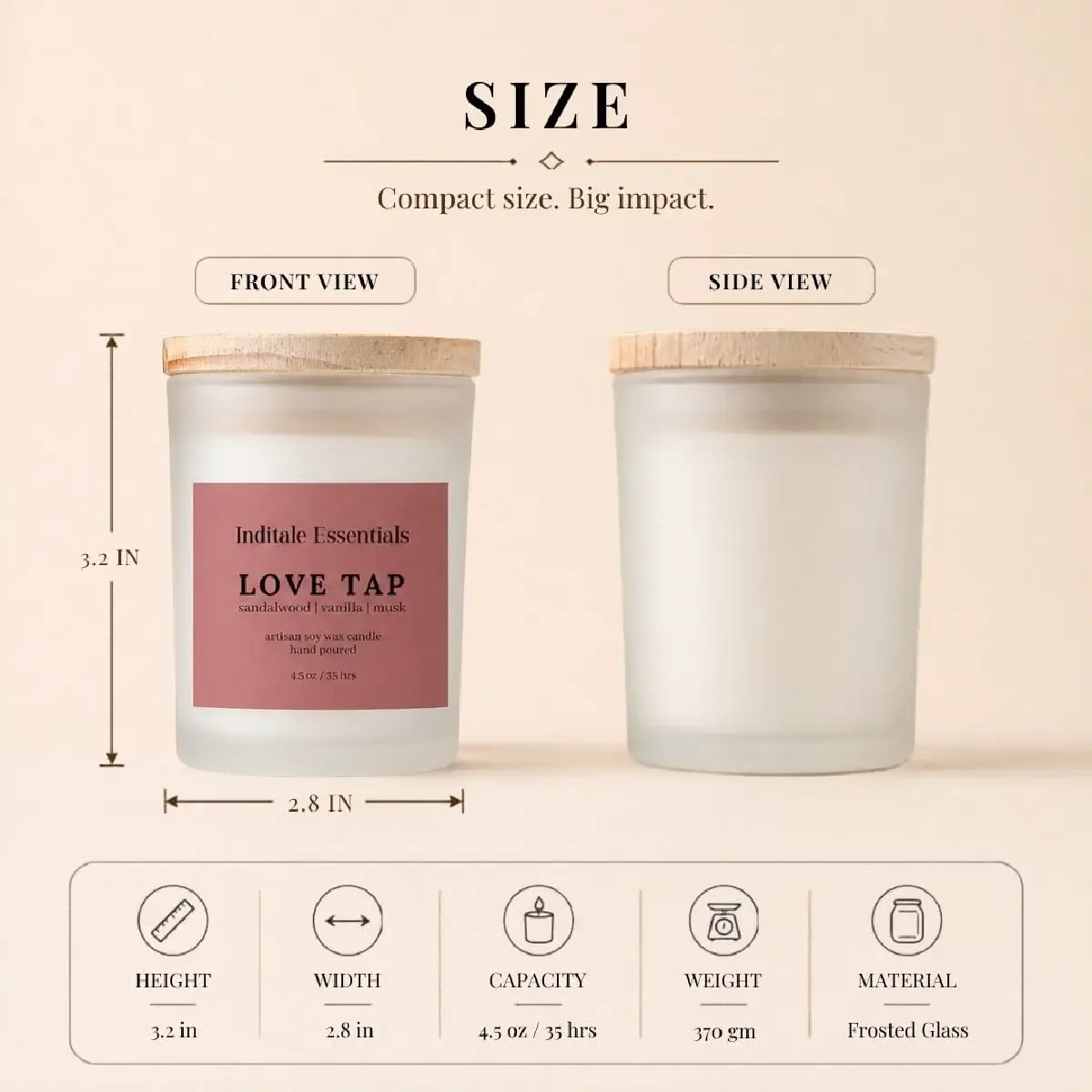 Frosted Jar Candle With Lid - Sandalwood Vanila Musk - (Love Tap)