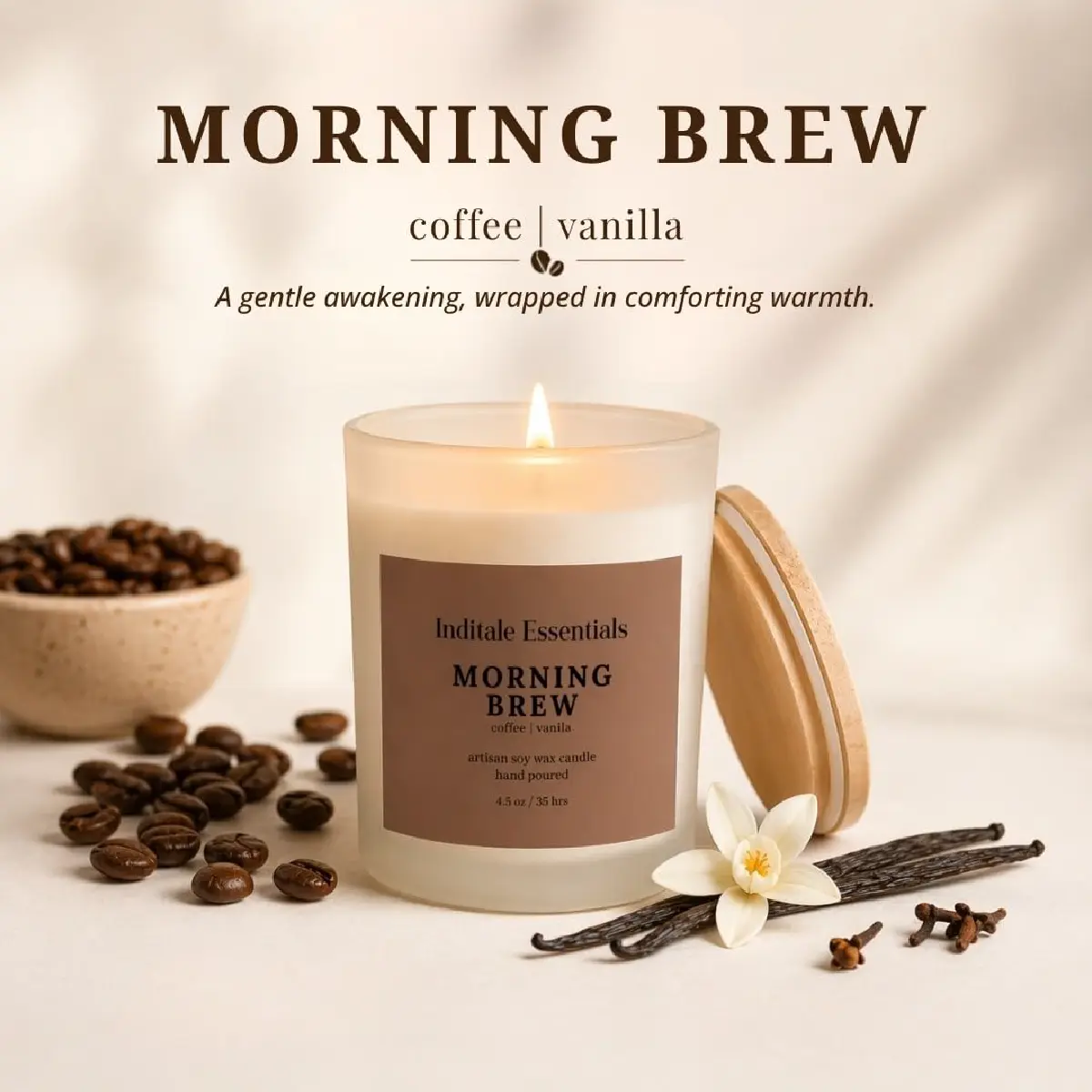Frosted Jar Candle With Lid - Vanilla Caramel Clove - (Morning Brew)