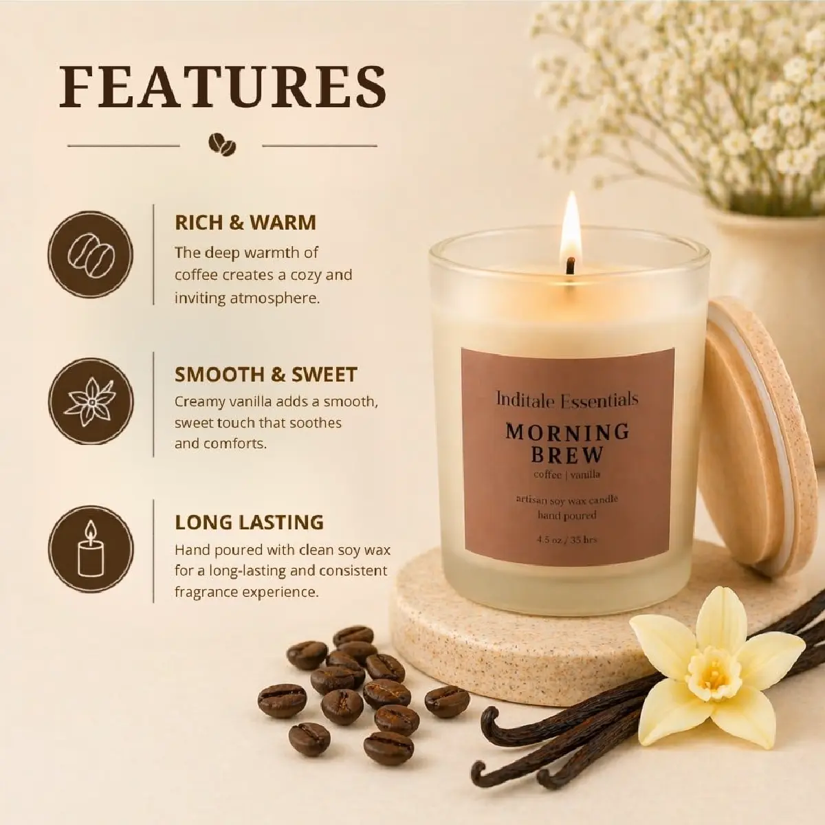 Frosted Jar Candle With Lid - Vanilla Caramel Clove - (Morning Brew)