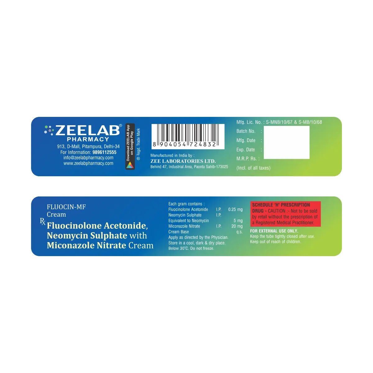 fluocinolone acetonide, miconazole and neomycin cream for skin infection treatment