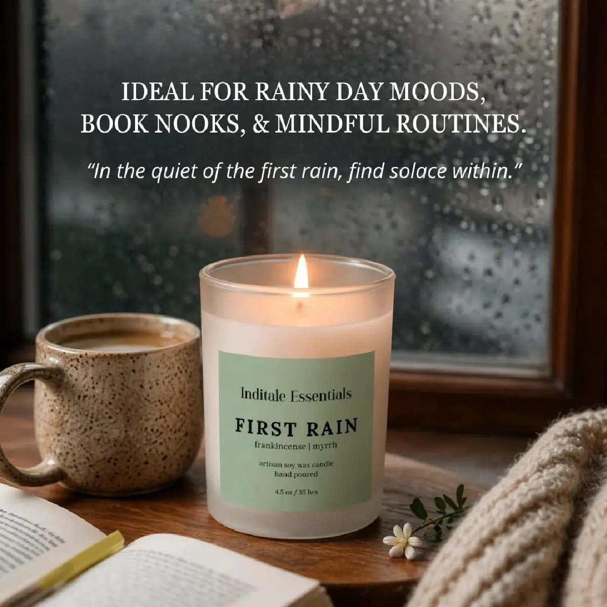 Frosted Jar Candle With Lid - Frankincense & Myrrh - (First Rain)