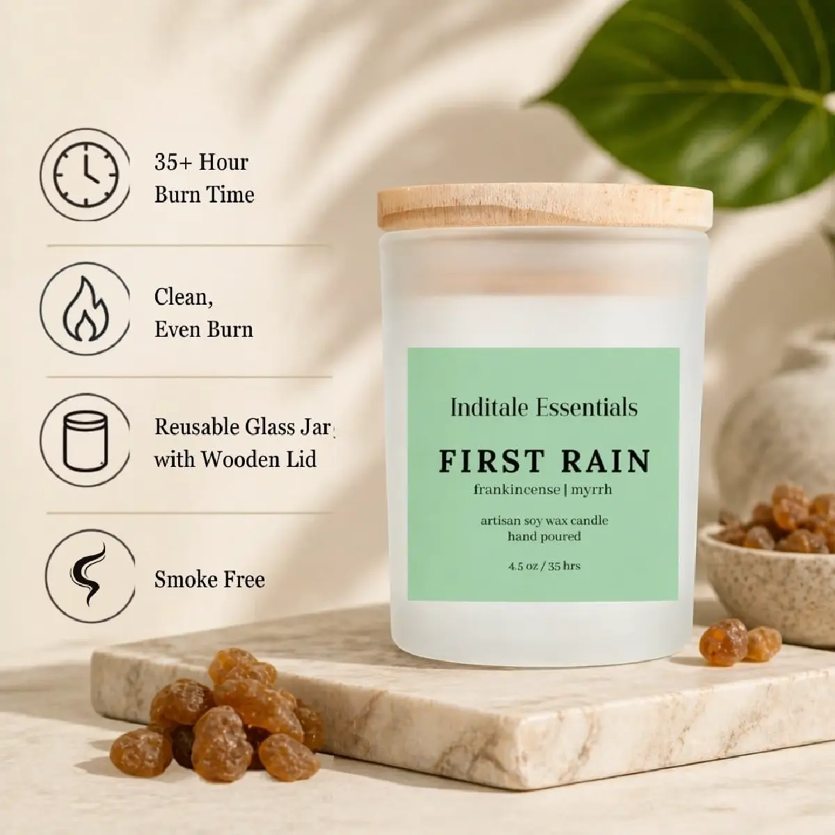 Frosted Jar Candle With Lid - Frankincense & Myrrh - (First Rain)