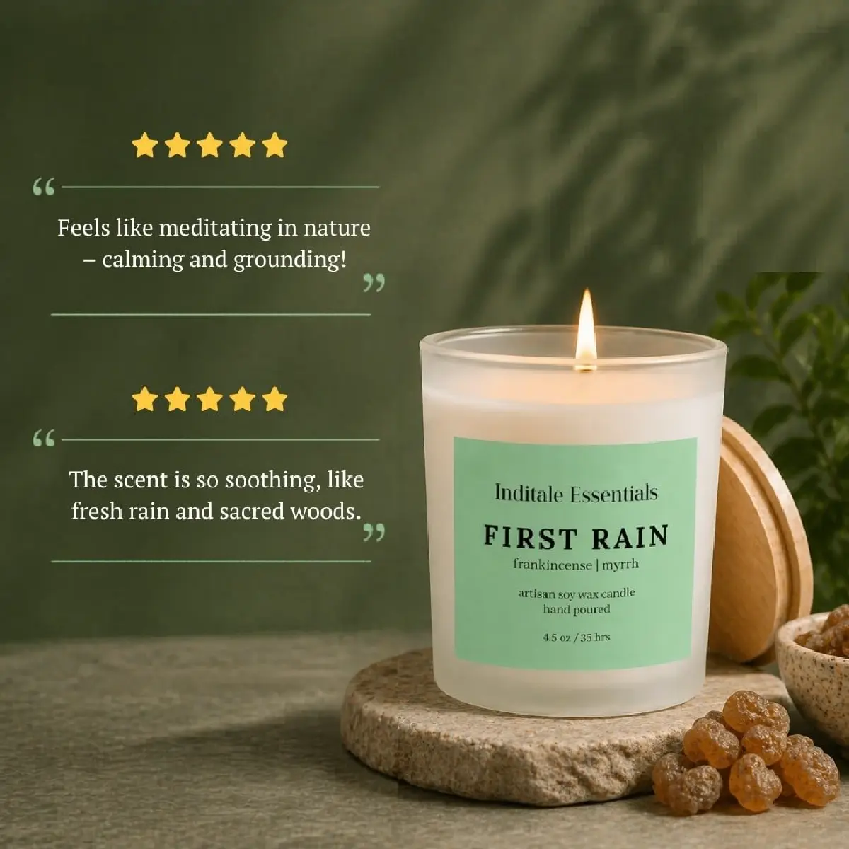 Frosted Jar Candle With Lid - Frankincense & Myrrh - (First Rain)