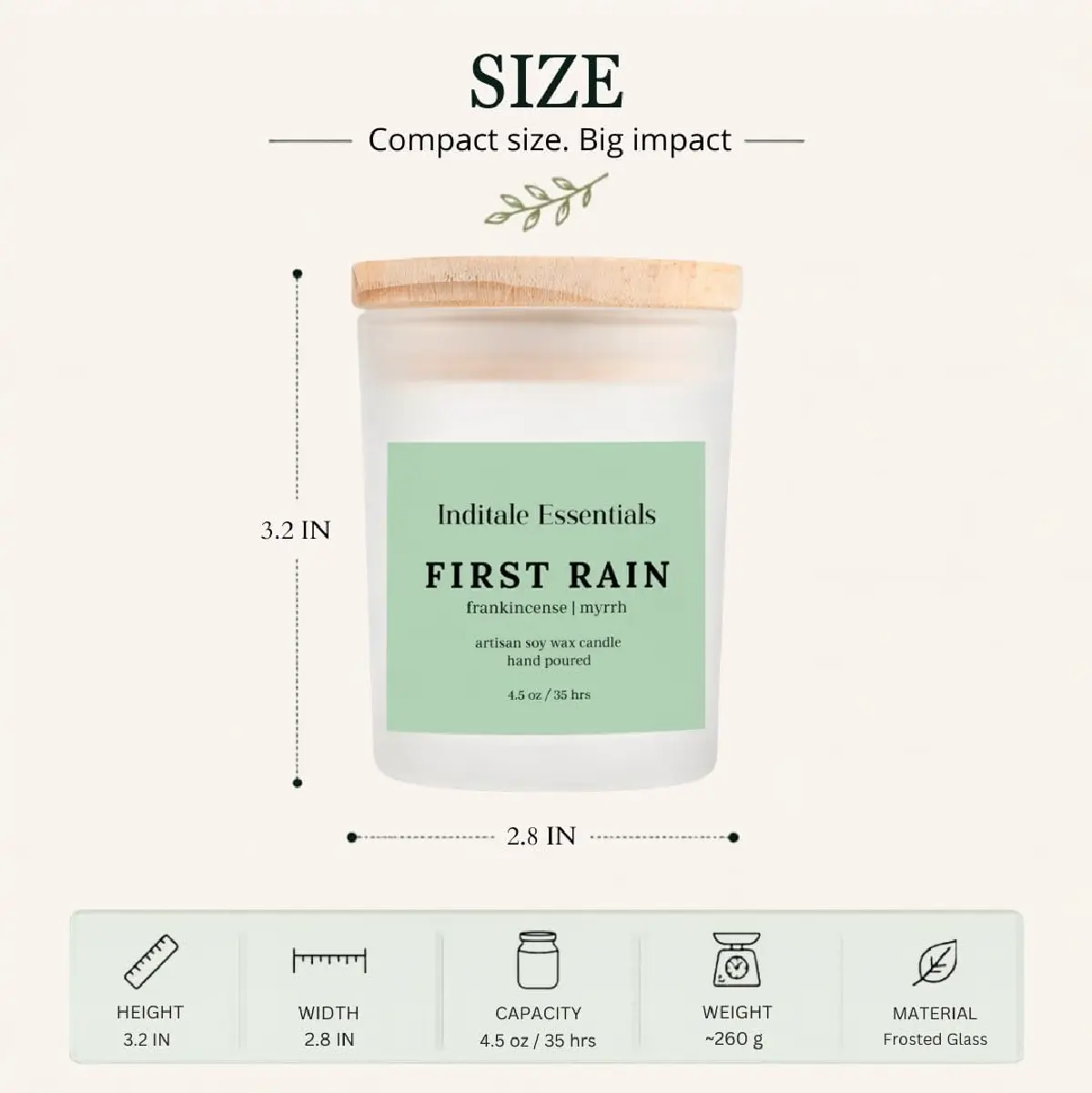 Frosted Jar Candle With Lid - Frankincense & Myrrh - (First Rain)