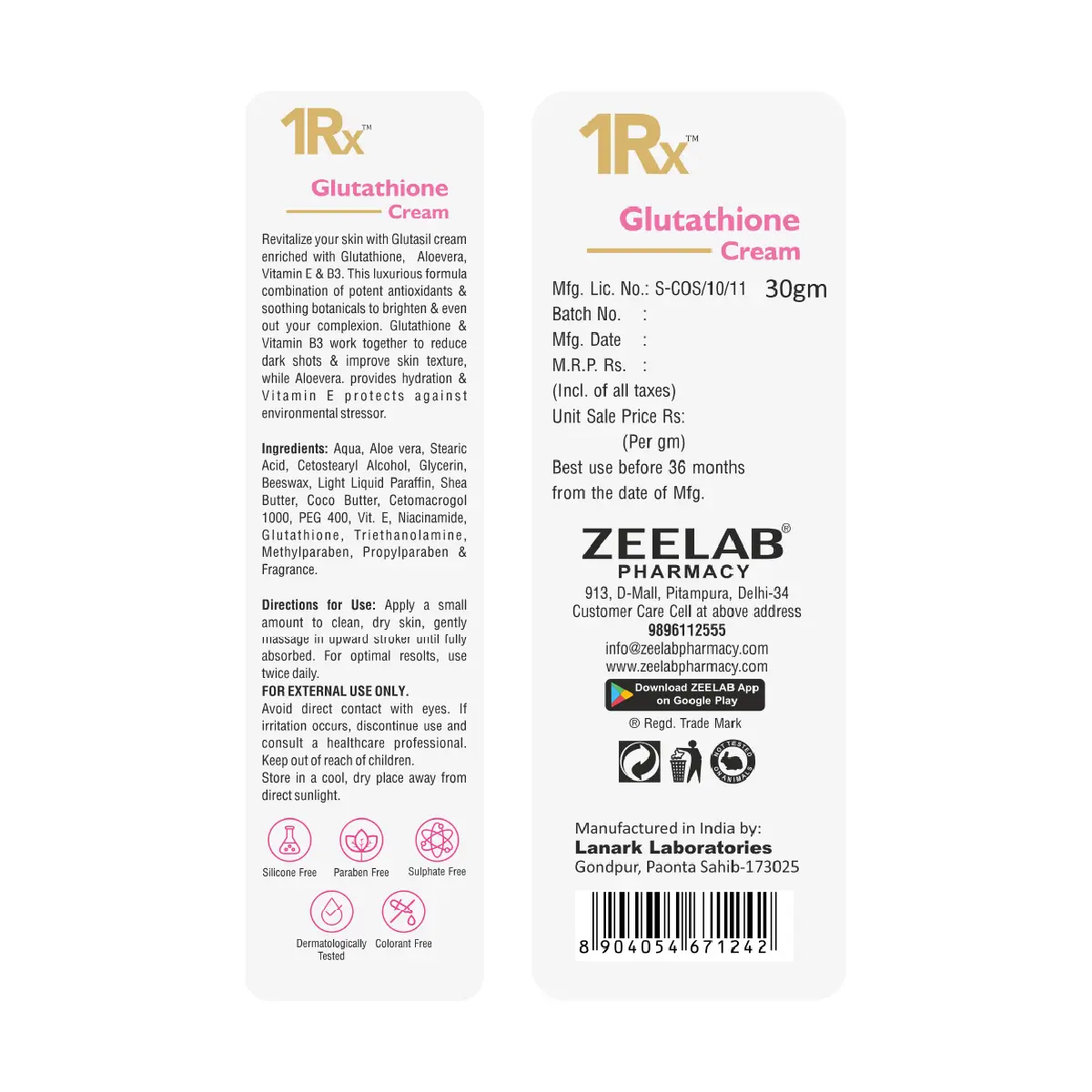 1RX Glutathione Cream