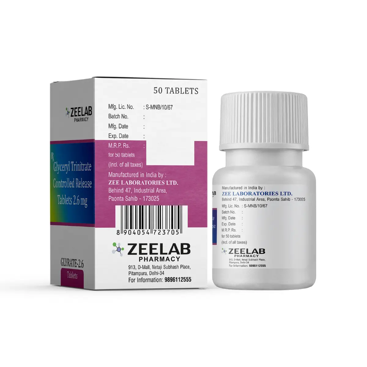 Glyrate Nitroglycerin 2.6mg Tablet