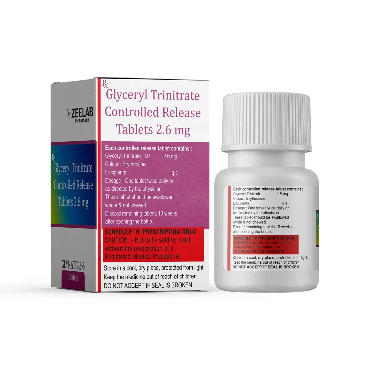 Glyrate Nitroglycerin 2.6mg Tablet