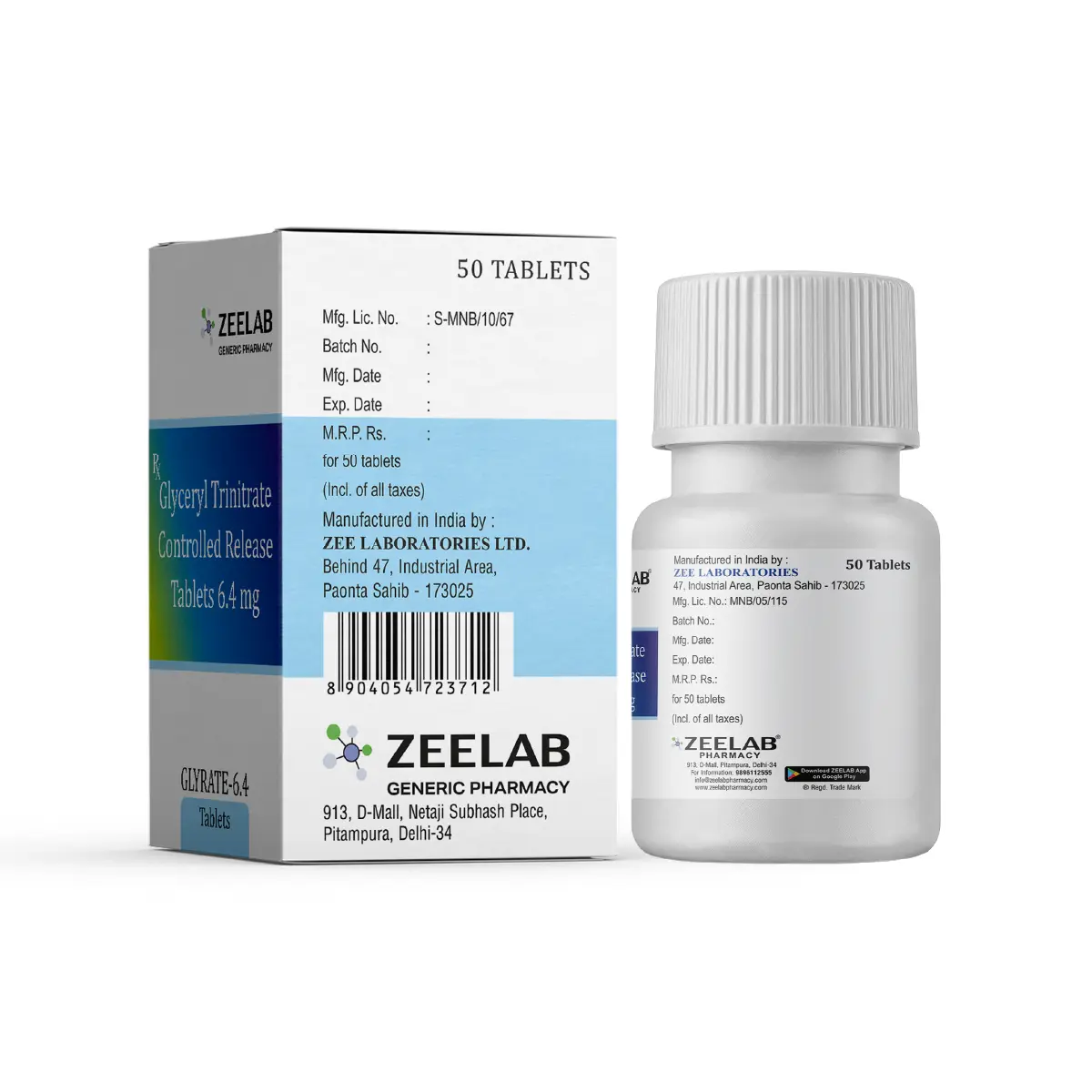 Glyrate Nitroglycerin 6.4mg Tablet