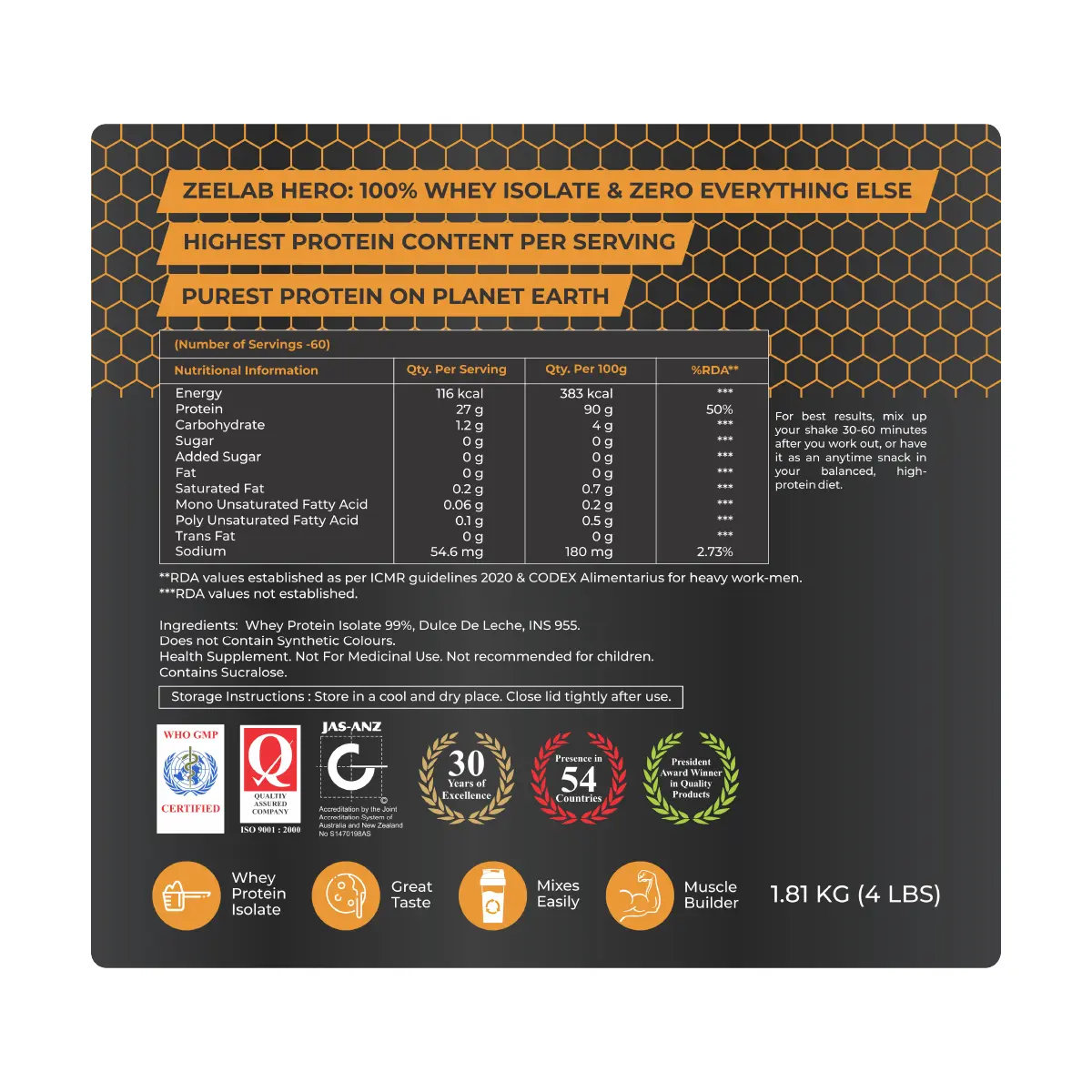 HERO 100% Whey Protein Isolate - Cookies & Cream