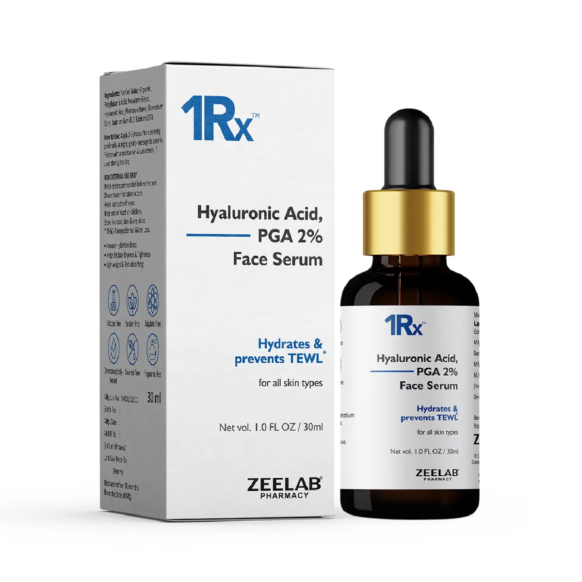 1RX Hyaluronic Acid + PGA 2% Face Serum 