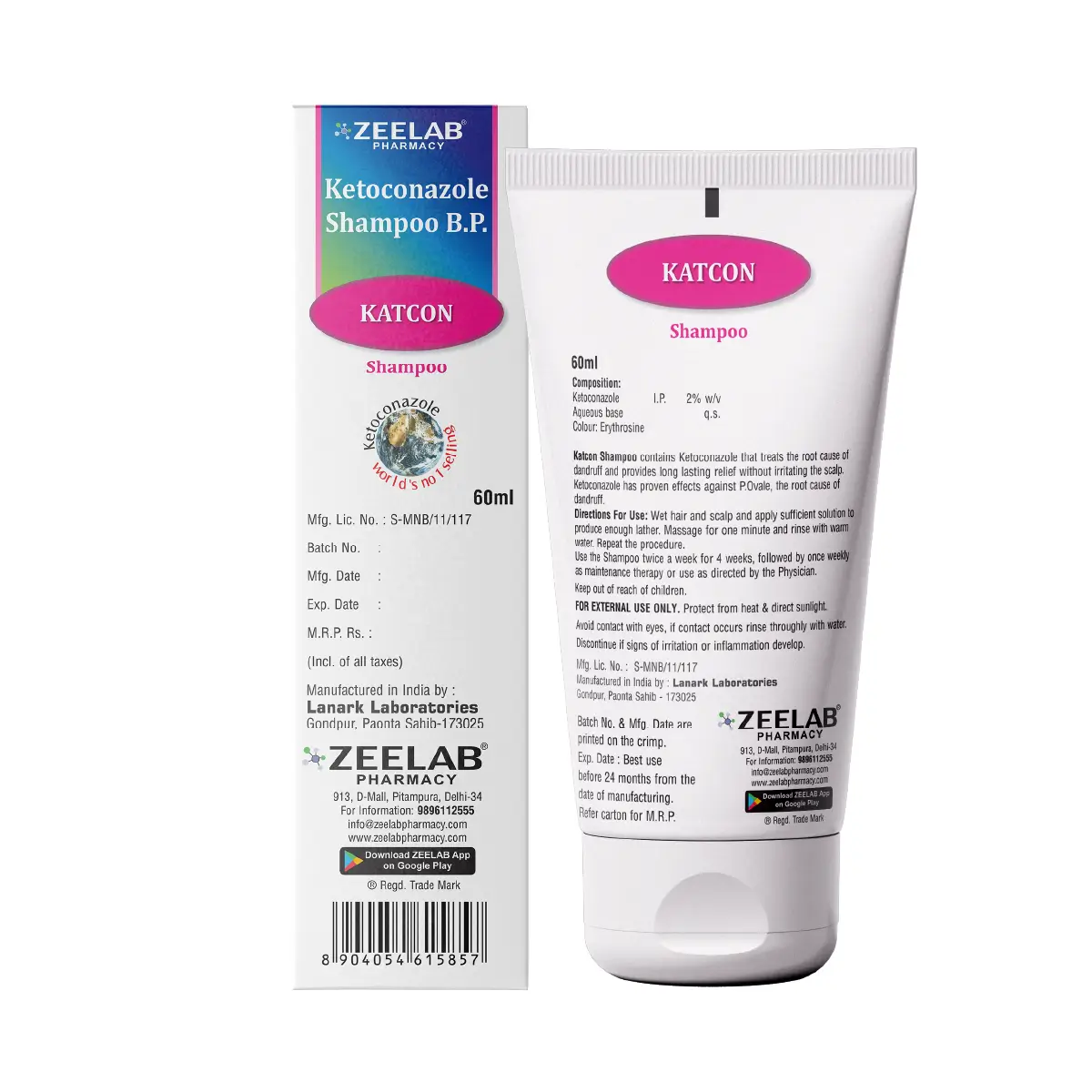 Katcon Ketoconazole 2% Shampoo | Treats Dandruff, Scalp Itching & Fungal Infection