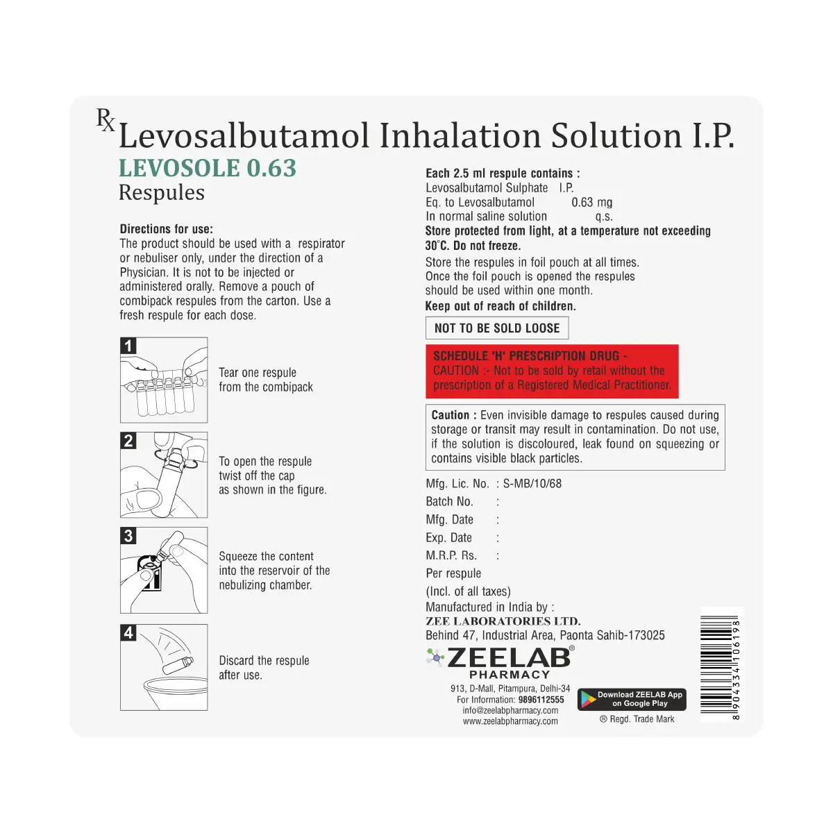 Levosole 0.63mg Respules