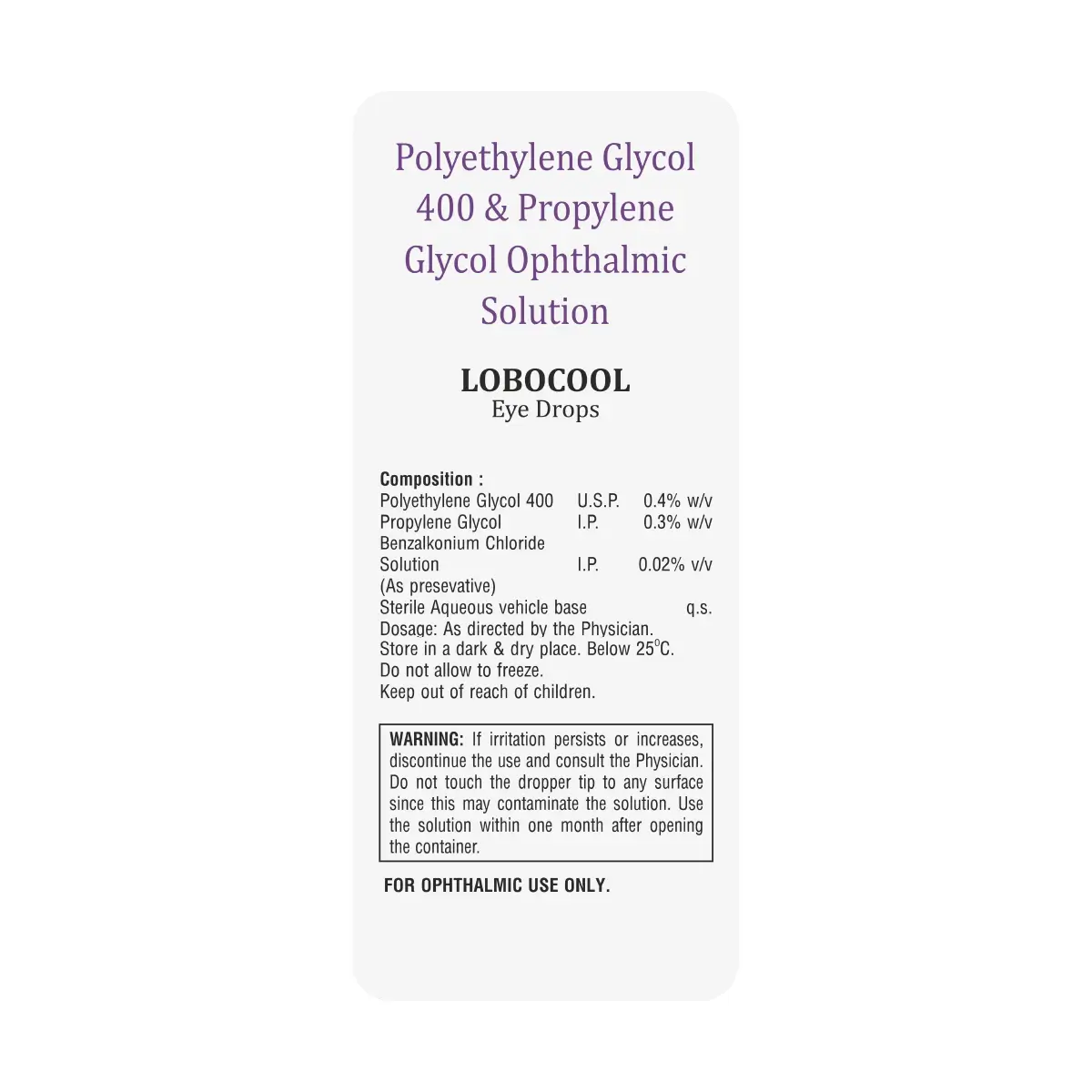 Lobocool Eye Drops 10 ml | Helps Soothe Dryness & Irritation