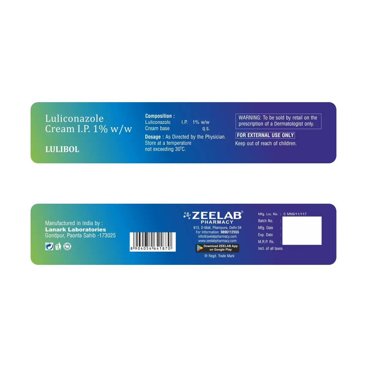 Lulibol Luliconazole 1% Cream | Fights Fungal Skin Infections & Relieves Itching