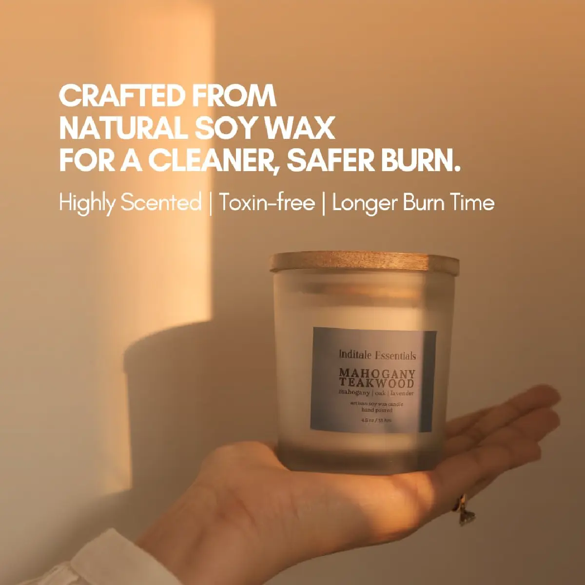 Frosted Jar Candle With Lid - Oak & Lavender (Mahagony Teakwood)