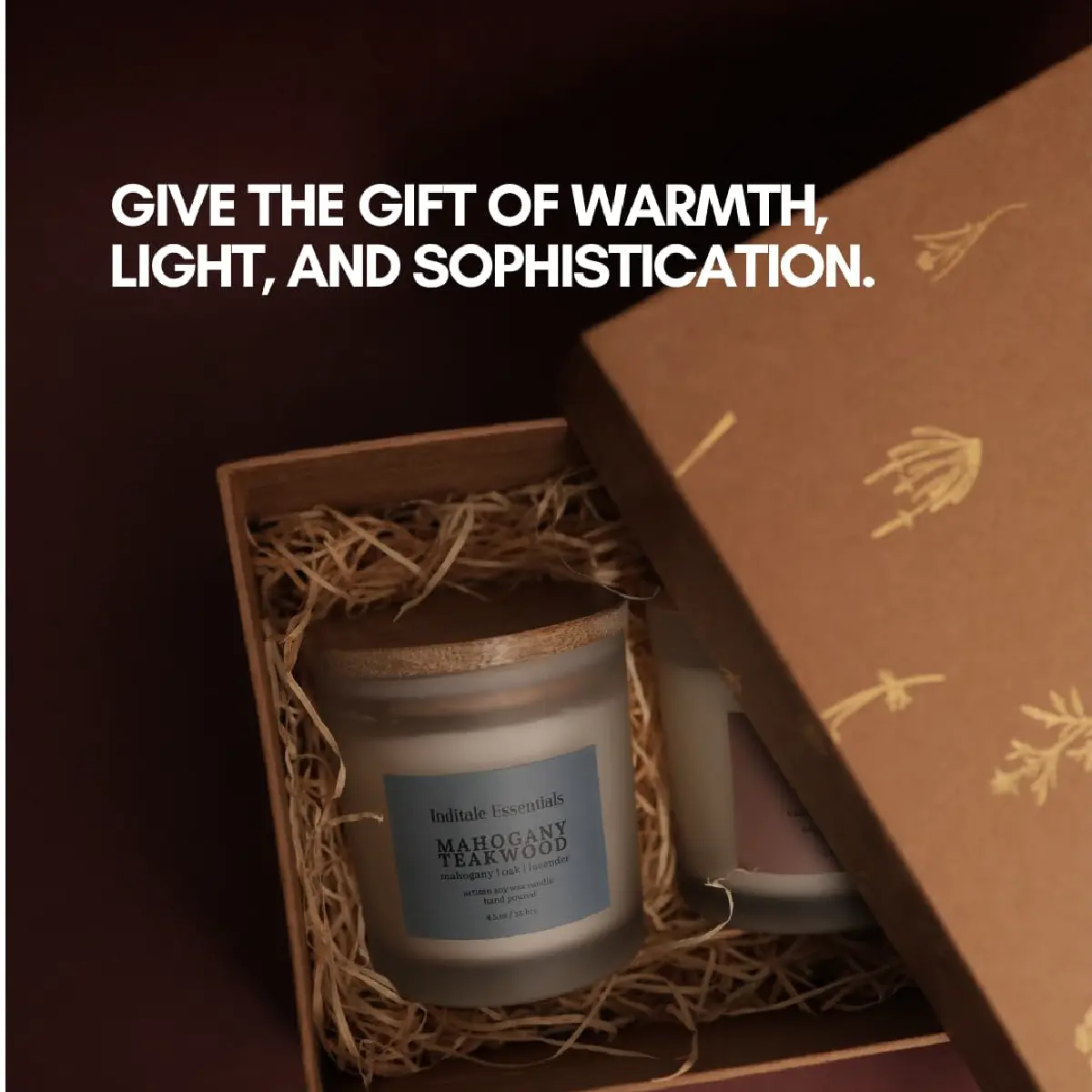 Frosted Jar Candle With Lid - Oak & Lavender (Mahagony Teakwood)
