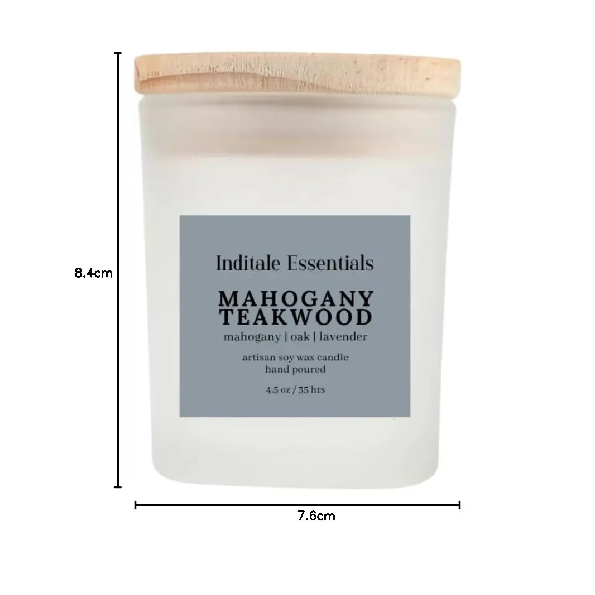 Frosted Jar Candle With Lid - Oak & Lavender (Mahagony Teakwood)