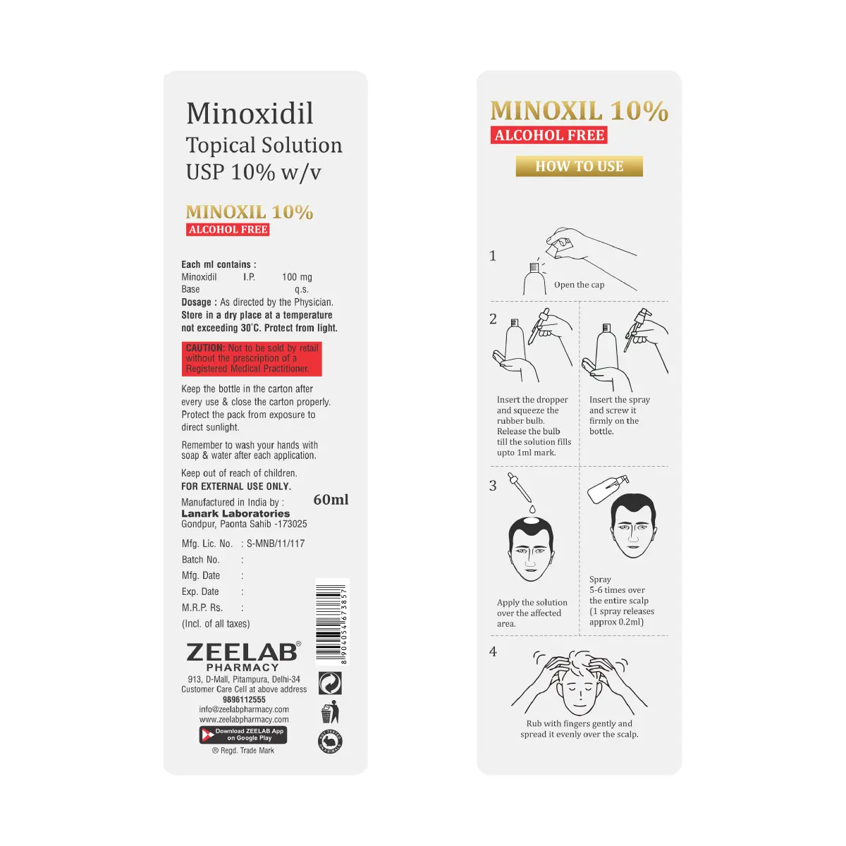 Minoxil Minoxidil 10% Alcohol Free Solution