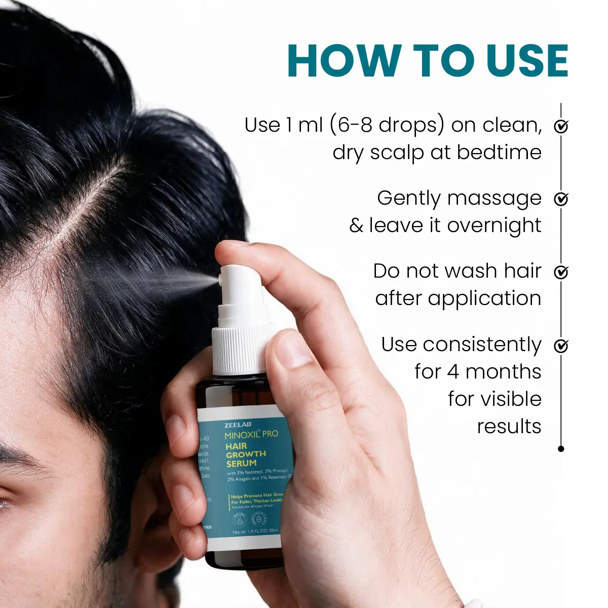 Minoxil Pro hair growth serum how to use