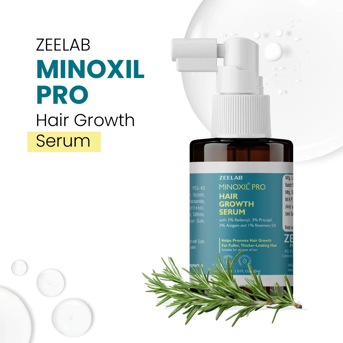 Minoxil Pro hair growth serum with rosemary oil