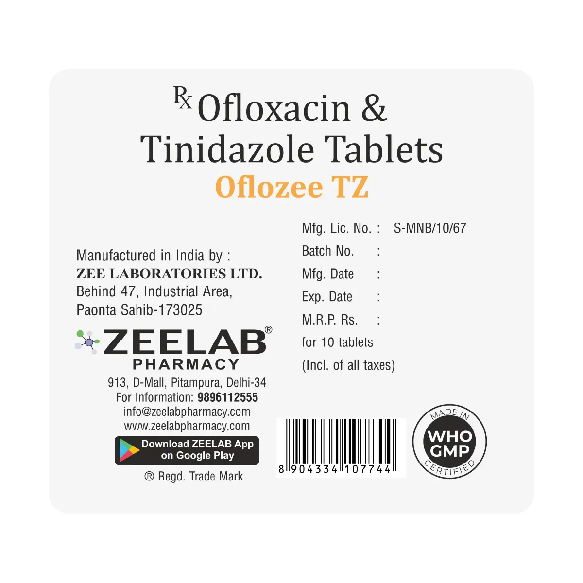Oflozee TZ Tablet 