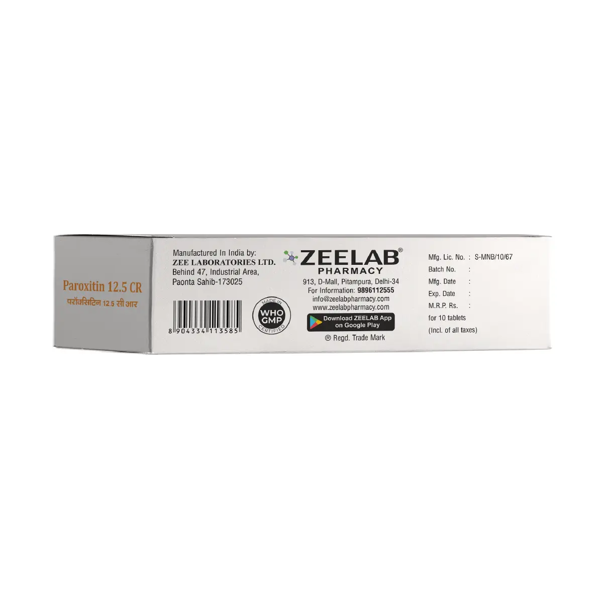 Paroxitin Paroxetine 12.5mg CR Tablet