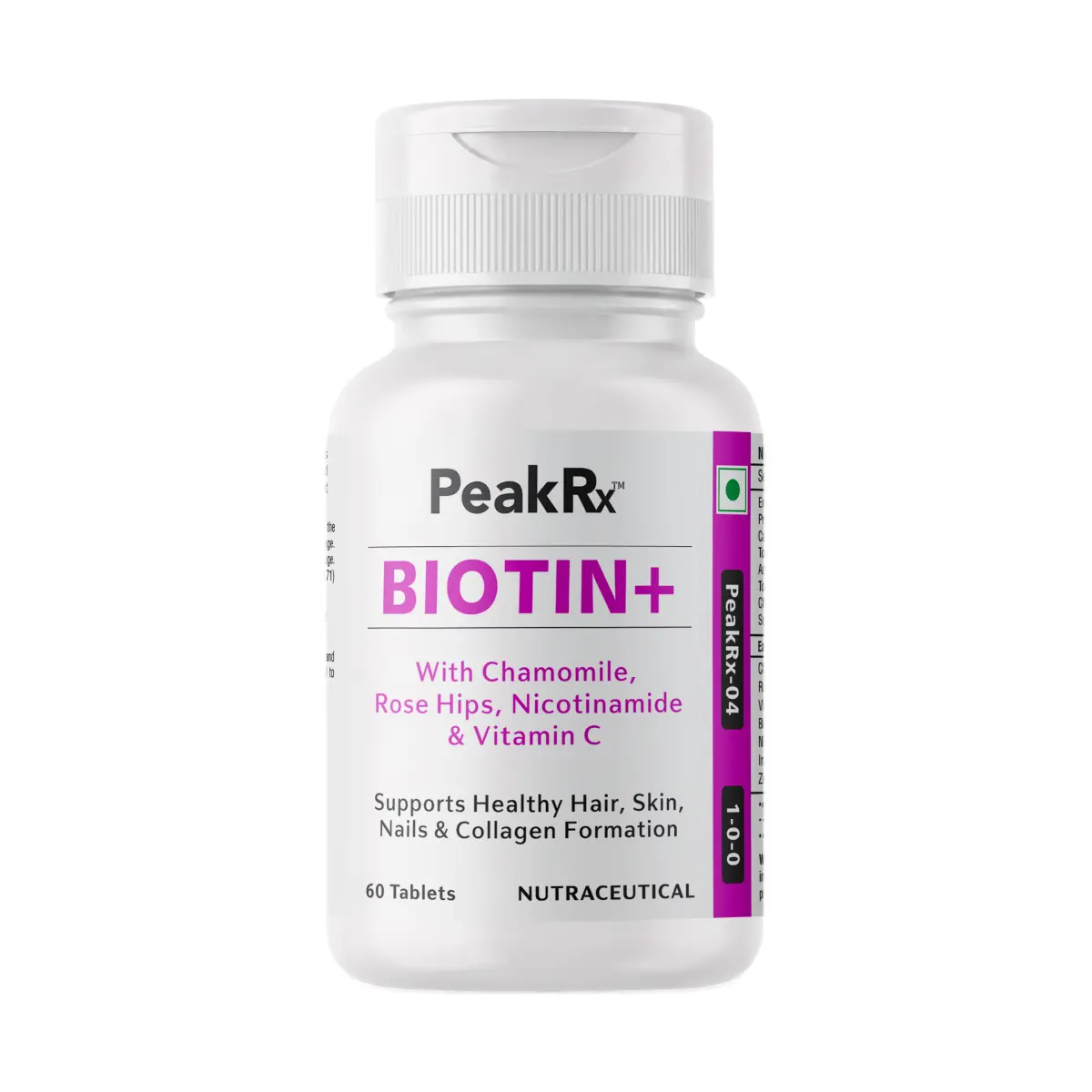 Peak Rx Biotin Plus 60 Tablets | Hair, Skin & Nail Health Support
