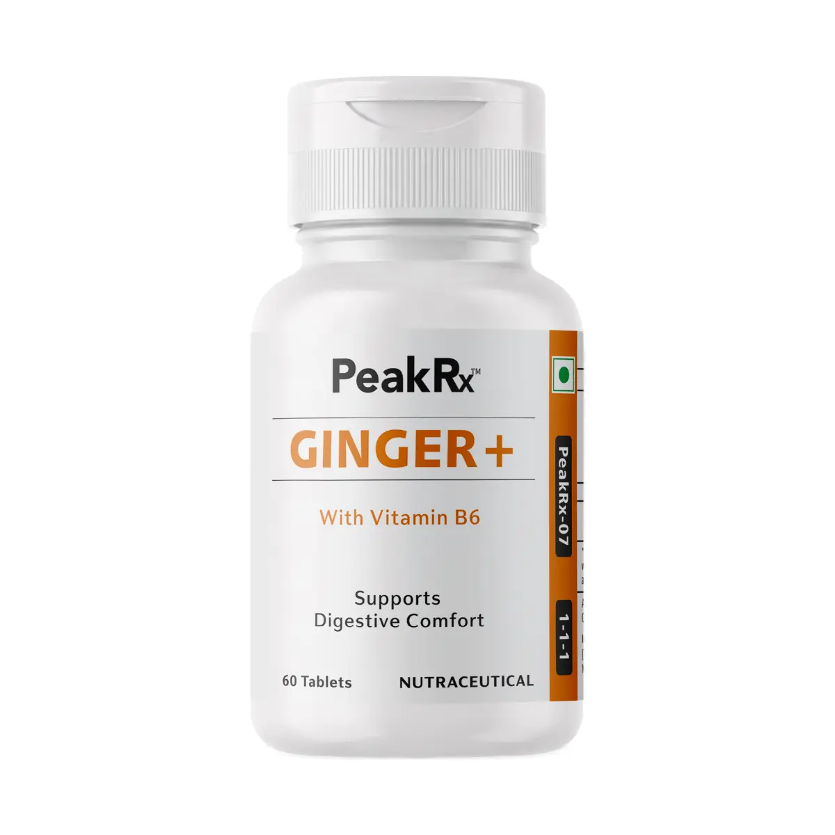 Peak Rx Ginger Plus 60 Tablets | Digestive Health & Stomach Comfort Support