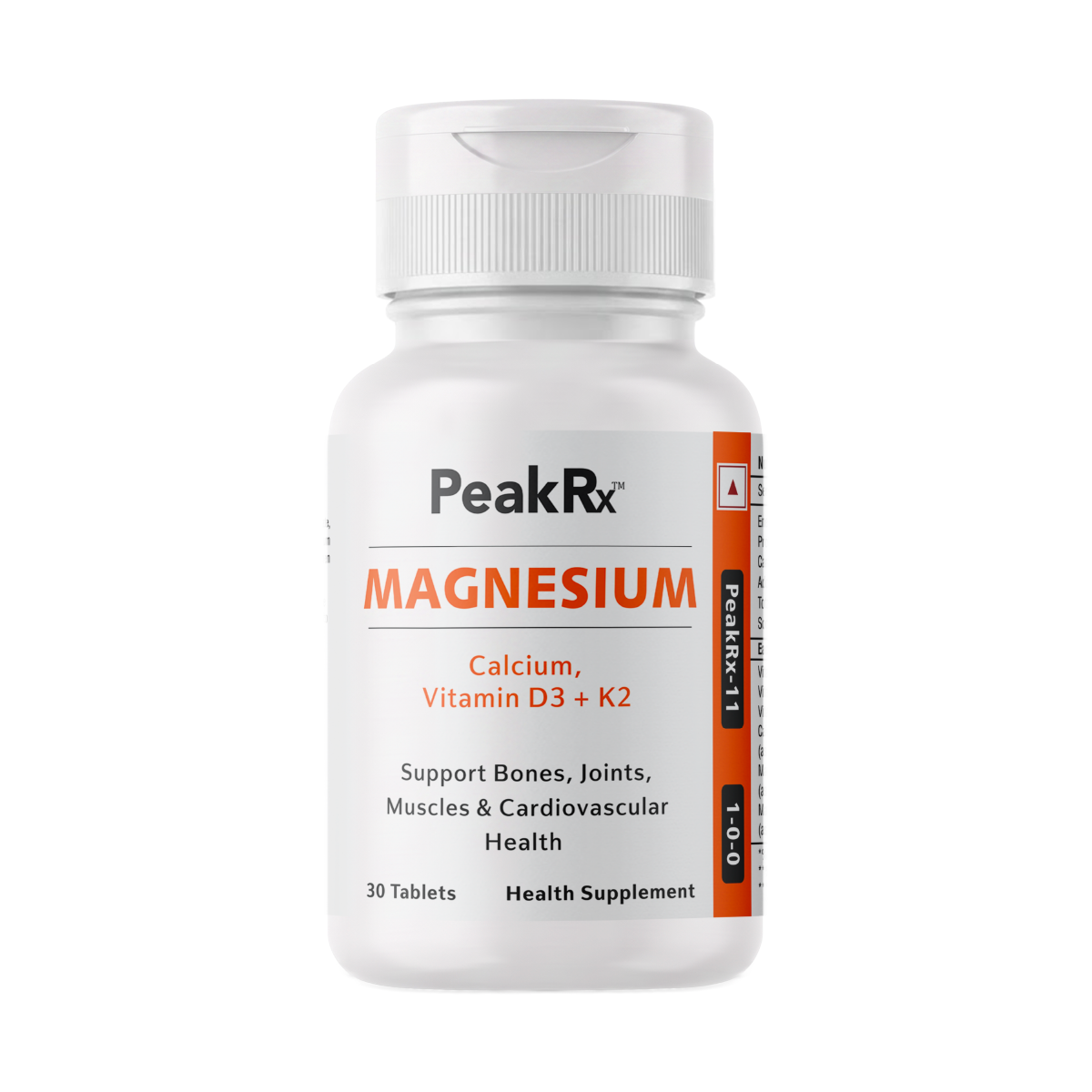 Peak Rx Magnesium Calcium Vitamin D3 + K2 Tablet | Bone Health Support Tablet