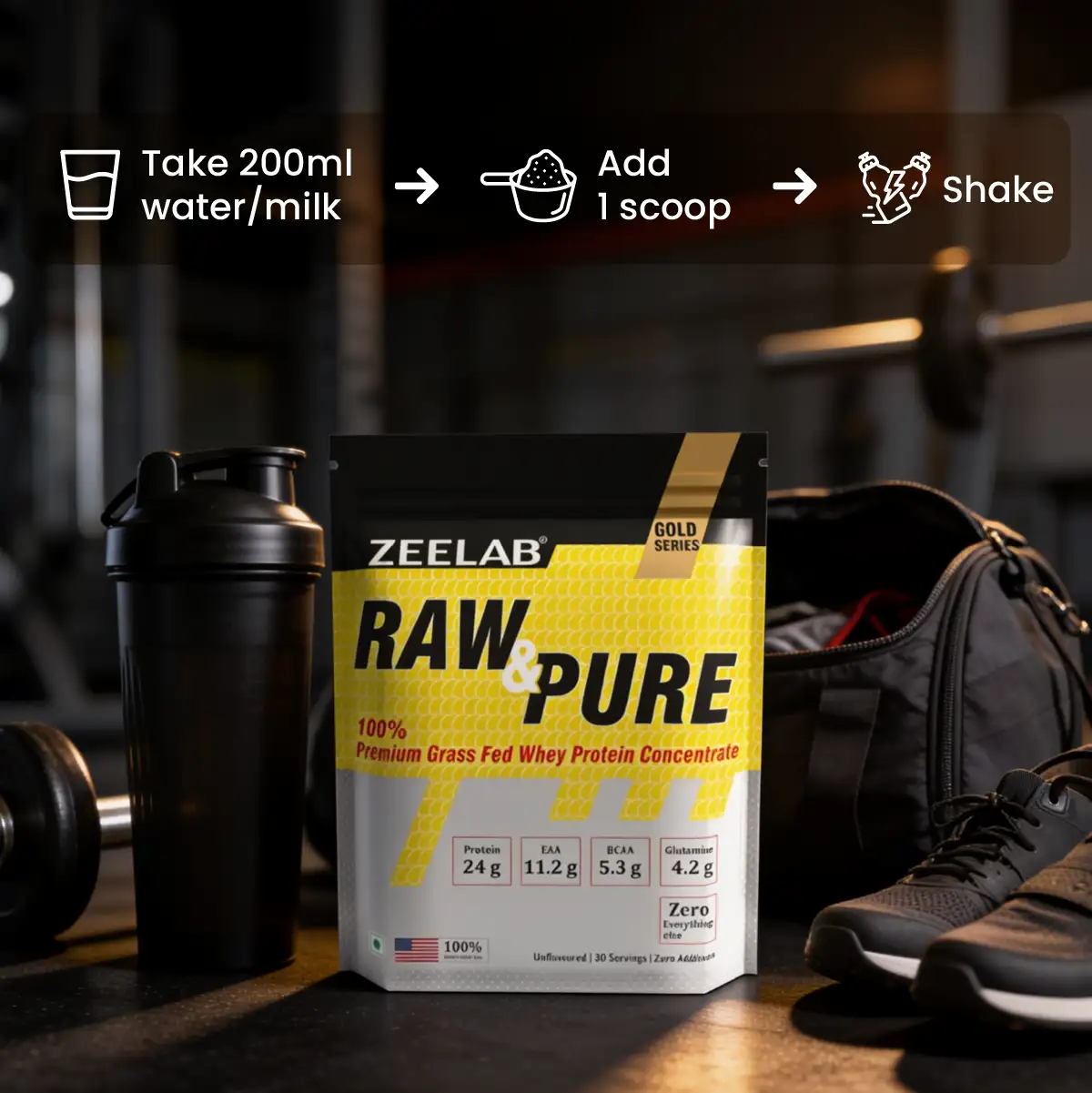 Raw and Pure Whey Protein Concentrate 100% 