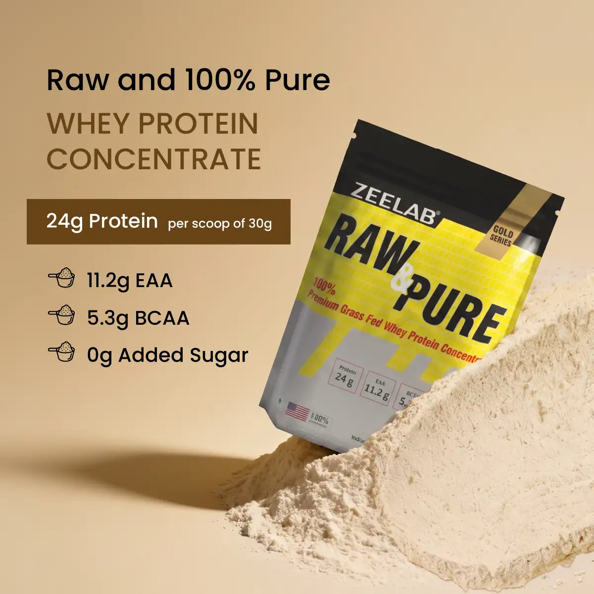 Raw and Pure Whey Protein Concentrate 100% 