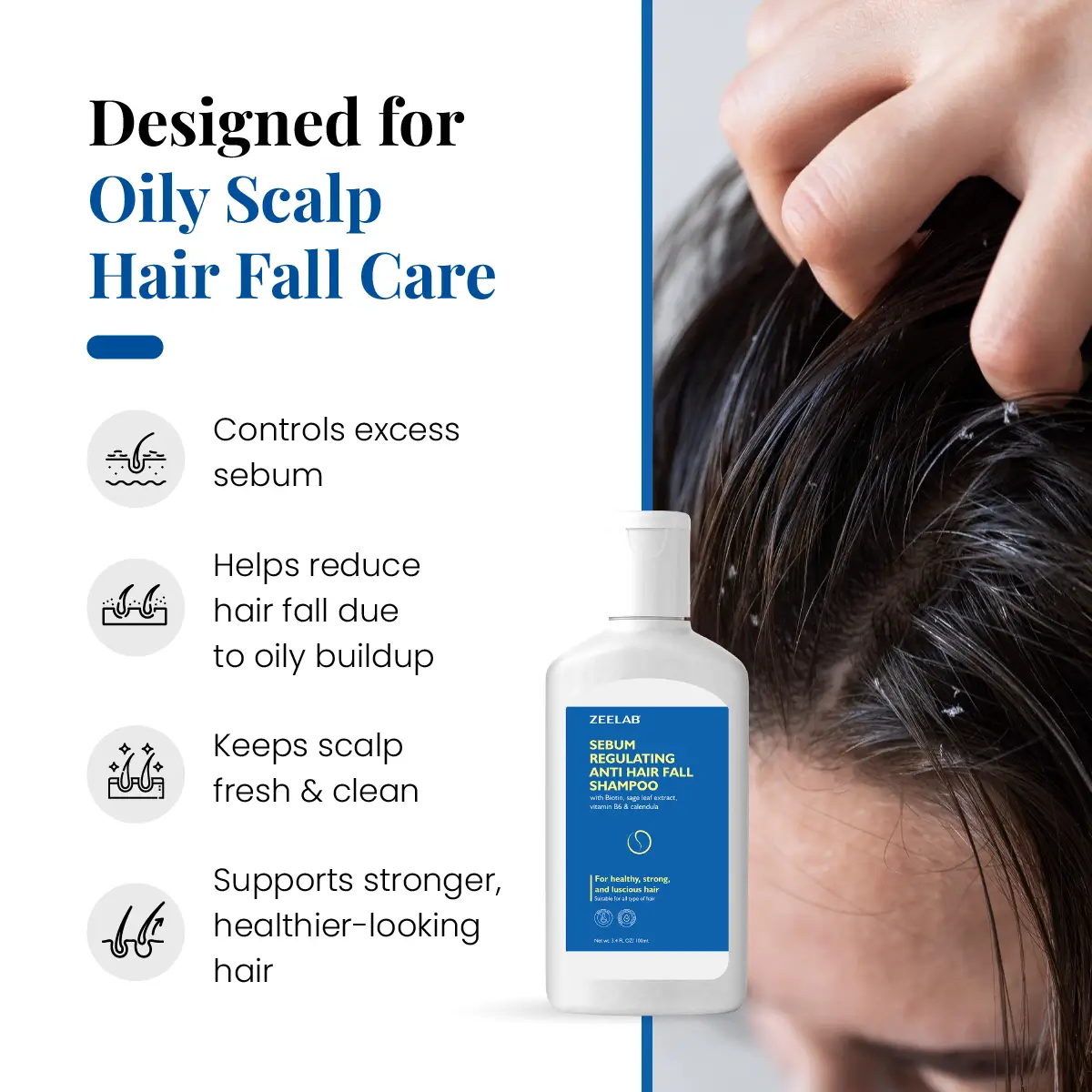 Zeelab Sebum Regulating Anti Hair Fall Shampoo 100ml