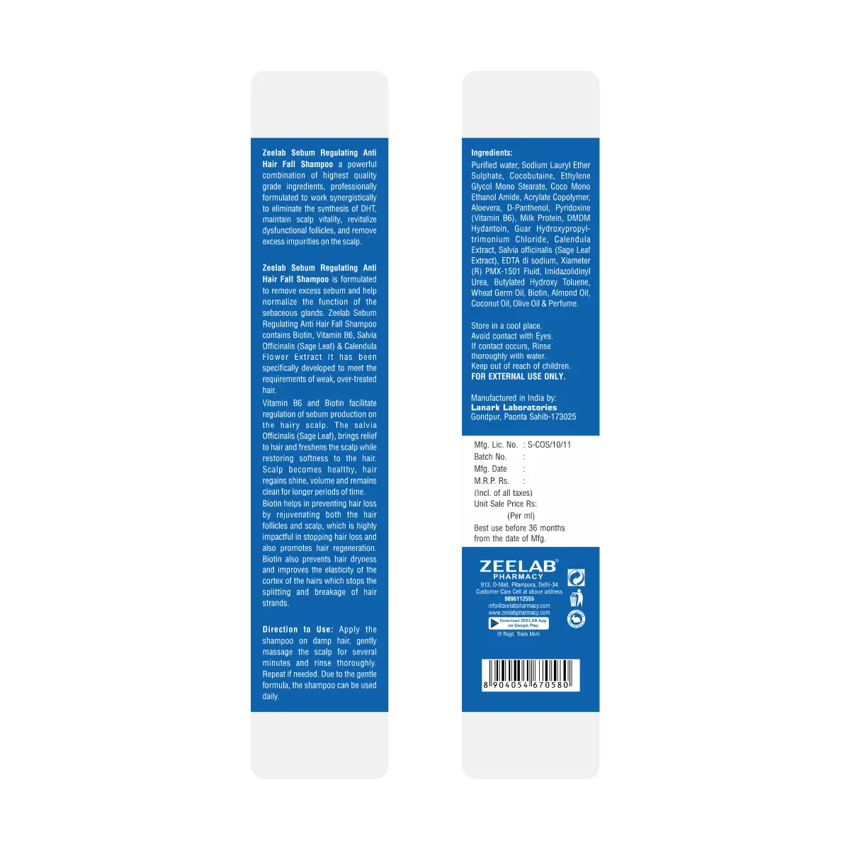 Zeelab Sebum Regulating Anti Hair Fall Shampoo 100ml