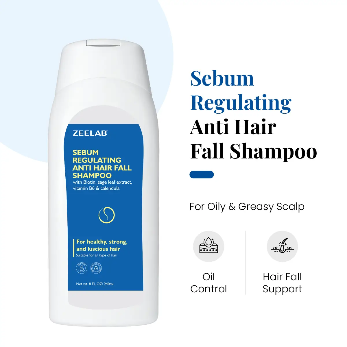 Zeelab Sebum Regulating Anti Hair Fall Shampoo 240ml