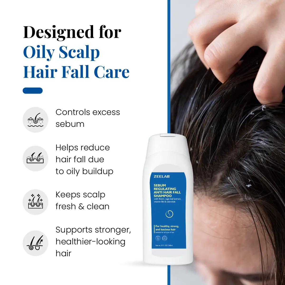 Zeelab Sebum Regulating Anti Hair Fall Shampoo 240ml