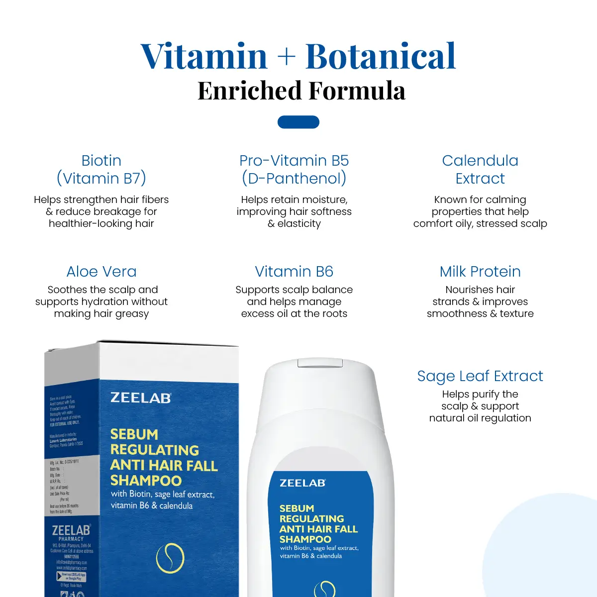 Zeelab Sebum Regulating Anti Hair Fall Shampoo 240ml