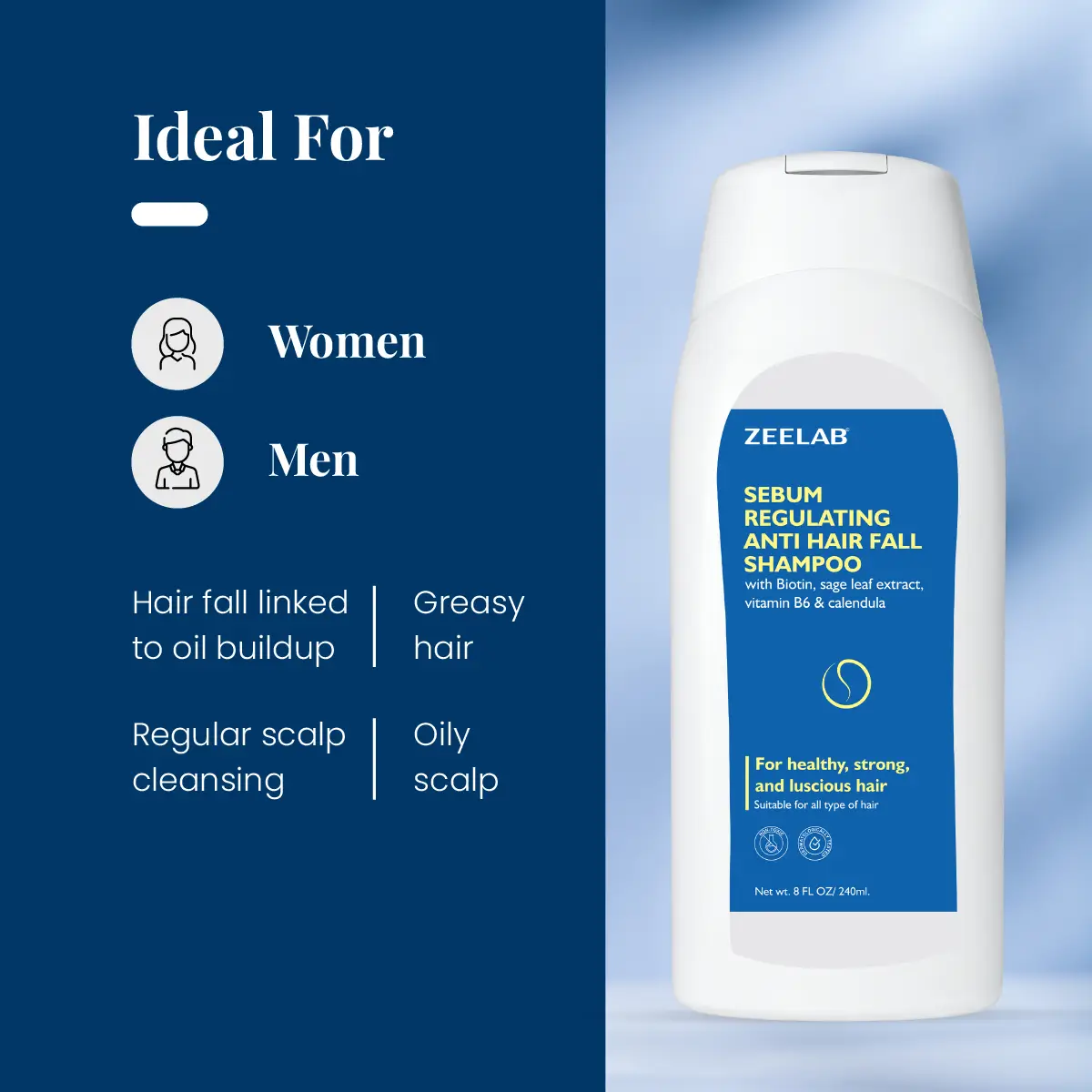 Zeelab Sebum Regulating Anti Hair Fall Shampoo 240ml