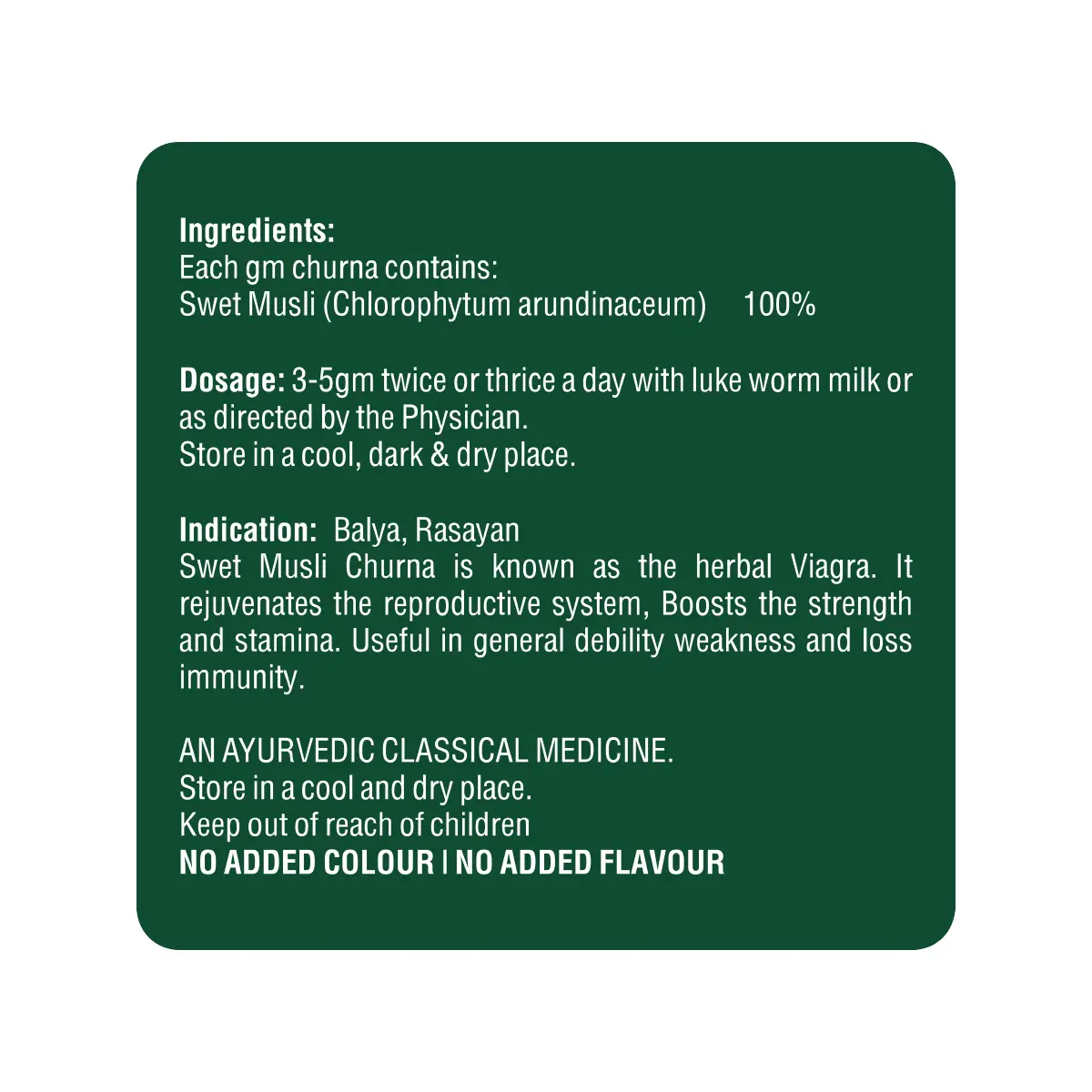 Zeelab Swet Musli Churna 100gm