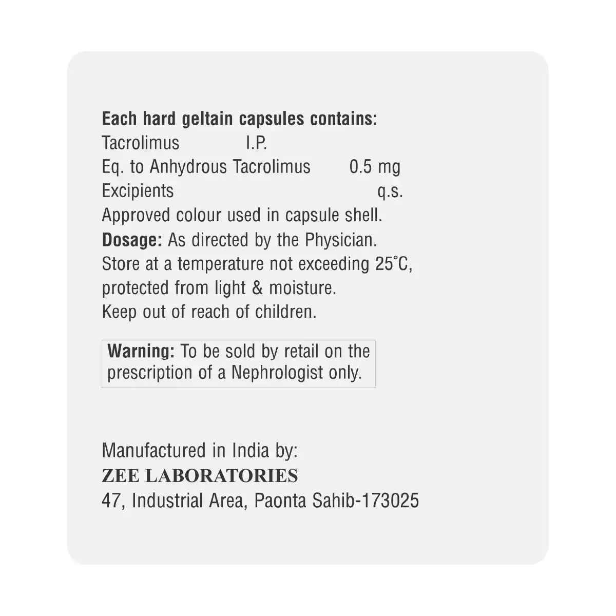 Tacrosze 0.5 Capusle