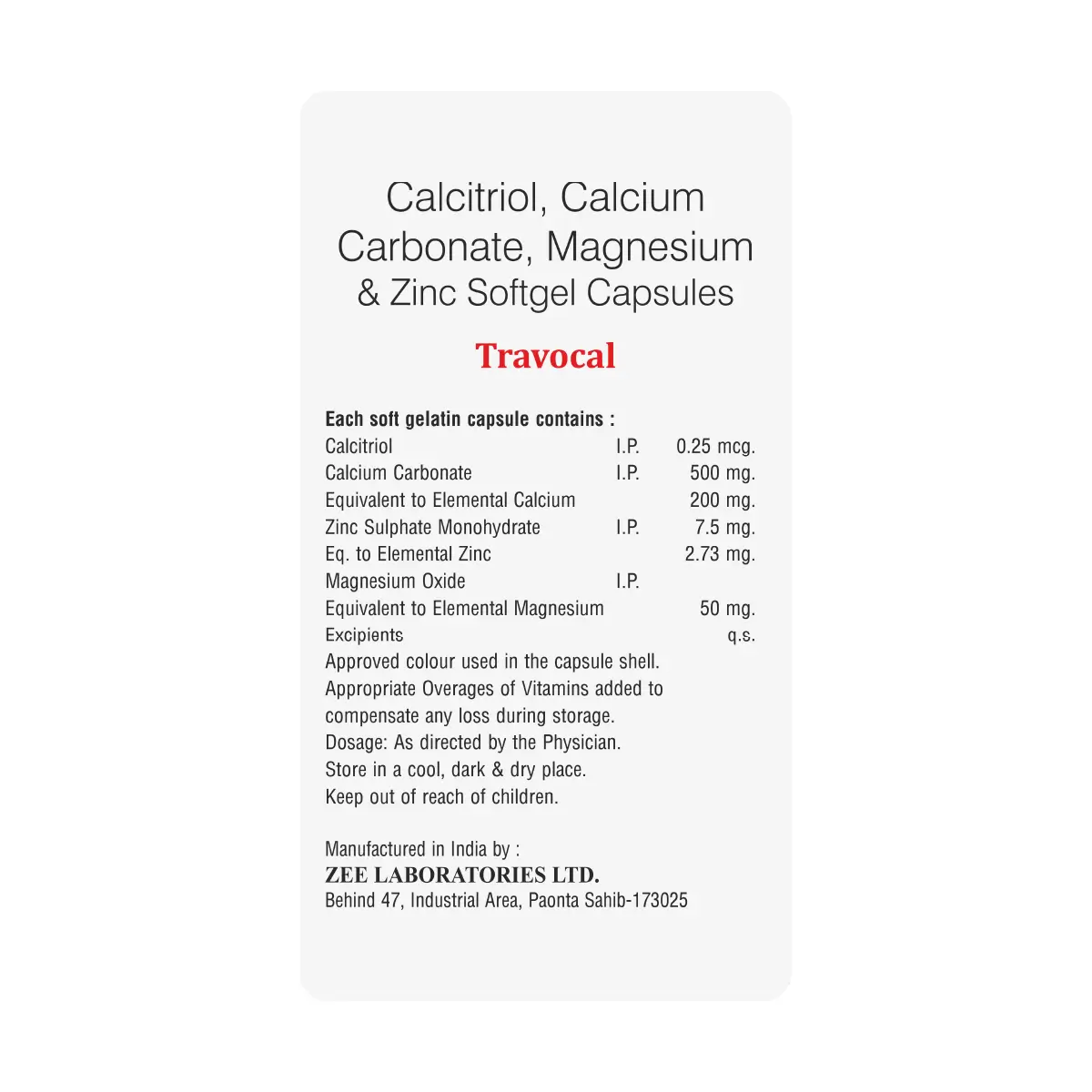 Travocal Calcium Softgel Capsule | For Strong Bones & Calcium Support