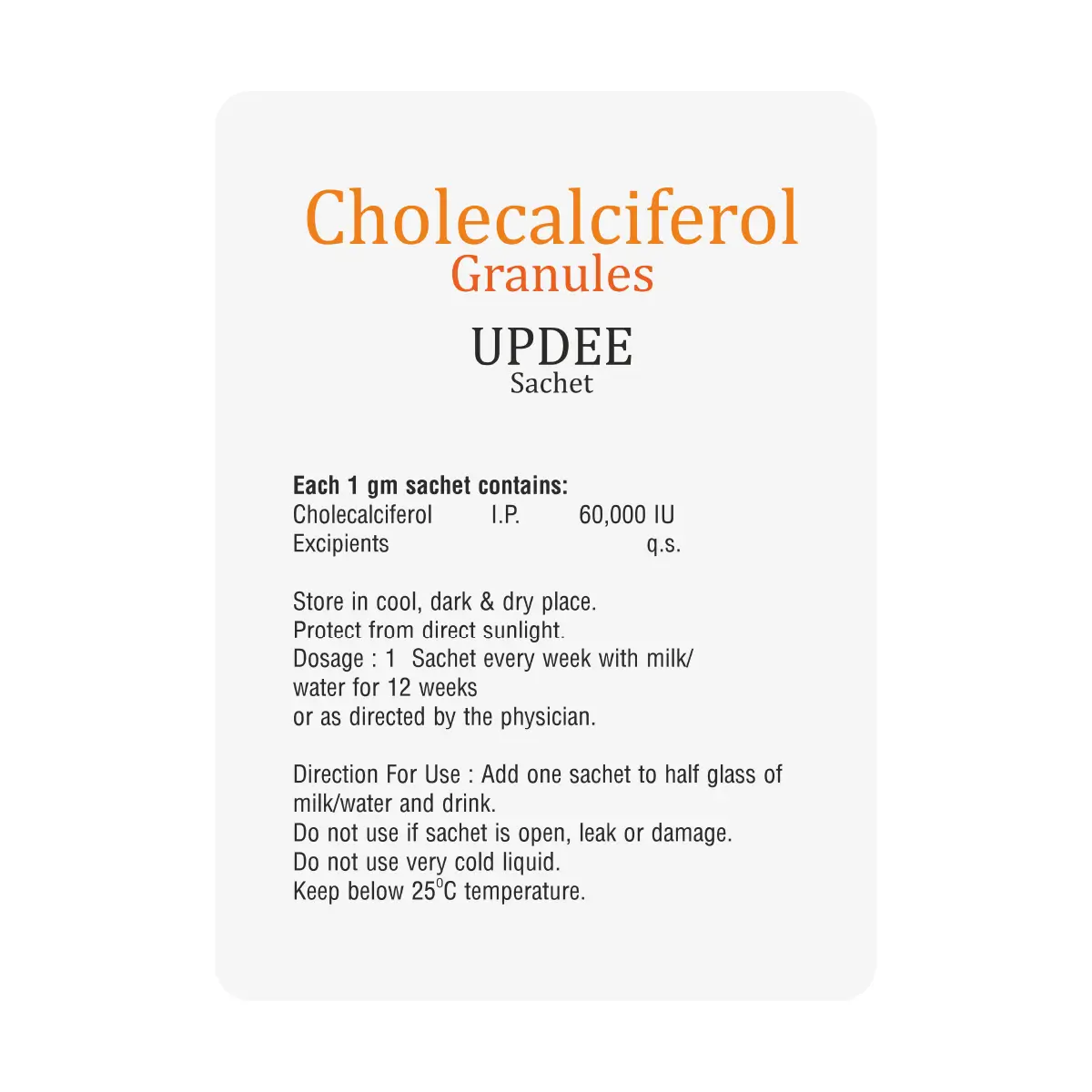 Updee Vitamin D3 (Cholecalciferol 60000 IU) Sachet | For Bone & Joint Health 