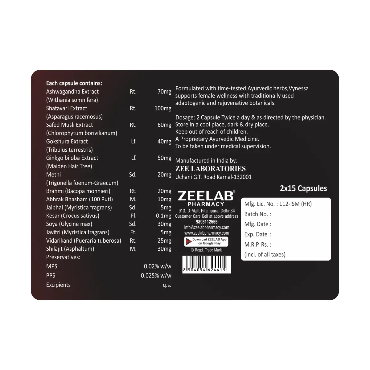 VYNESSA Capsule | Ayurvedic Female Wellness & Energy Support Supplement