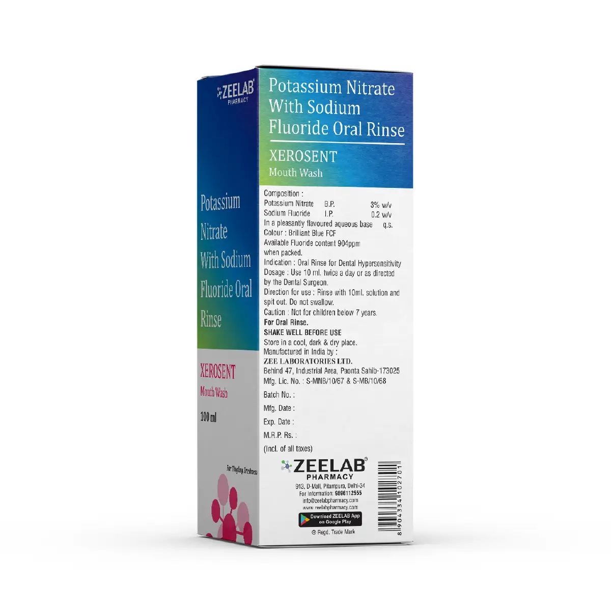 Xerosent Mouth Wash 100 ml | Fights Bacteria, Reduces Bad Breath & Soothes Gums